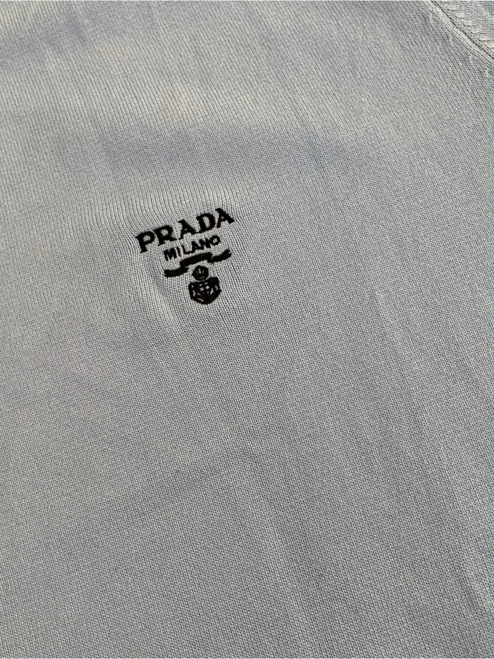 Prada Light Blue Crewneck Sweatshirt with Black Logo - Picture 5 of 6